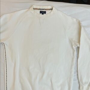Burberry Men's Off-White Crewneck Sweatshirt with Signature Check Trim